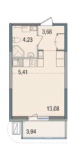 ЖК «Финский», планировка 1-комнатной квартиры, 28.37 м²