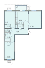 ЖК «Финский», планировка 3-комнатной квартиры, 79.15 м²