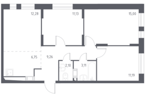 МФК «Люберцы 2023», планировка 4-комнатной квартиры, 70.82 м²
