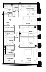 МФК «Театральный Дом», планировка 3-комнатной квартиры, 140.00 м²