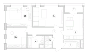 ЖК «Сенатор», планировка 3-комнатной квартиры, 80.40 м²