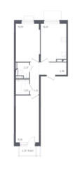 ЖК «Пятницкие Луга», планировка 2-комнатной квартиры, 57.58 м²