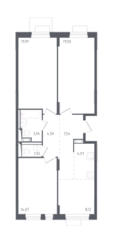 ЖК «Пятницкие Луга», планировка 4-комнатной квартиры, 79.76 м²