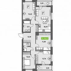 ЖК «Аквилон Leaves», планировка 5-комнатной квартиры, 94.12 м²