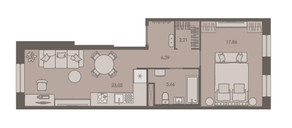 ЖК «Северная Корона (ПСК)», планировка 1-комнатной квартиры, 55.17 м²