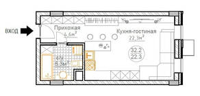 ЖК «Суханово Spa Deluxe», планировка студии, 32.20 м²