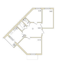 ЖК «Granholm Village», планировка 3-комнатной квартиры, 80.15 м²