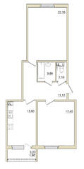 ЖК «Granholm Village», планировка 2-комнатной квартиры, 72.05 м²