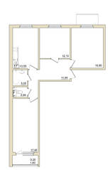 ЖК «Granholm Village», планировка 3-комнатной квартиры, 78.90 м²