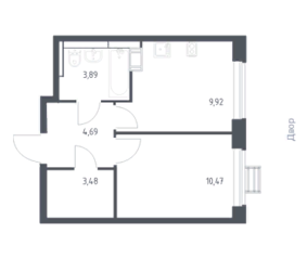 ЖК «Прибрежный Парк», планировка 1-комнатной квартиры, 32.45 м²