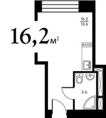 ЖК «MySpace на Окской», планировка студии, 16.20 м²
