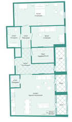 ЖК «Халькон», планировка 3-комнатной квартиры, 80.00 м²