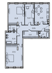 ЖК «Manhattan», планировка 3-комнатной квартиры, 141.00 м²