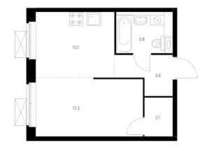 ЖК «Кольская, 8», планировка 1-комнатной квартиры, 31.80 м²