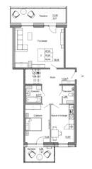ЖК «Дом Керстена», планировка 3-комнатной квартиры, 98.44 м²