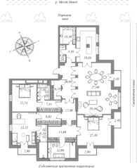 МЖК «Del'Arte», планировка 4-комнатной квартиры, 257.60 м²