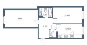 ЖК «Дом у Каретного», планировка 2-комнатной квартиры, 67.00 м²
