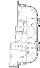 ЖК «Граф Орлов», планировка 2-комнатной квартиры, 155.50 м²