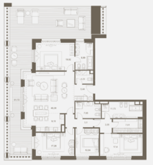ЖК «Русские сезоны», планировка 5-комнатной квартиры, 195.42 м²