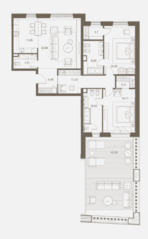 ЖК «Русские сезоны», планировка 3-комнатной квартиры, 145.41 м²