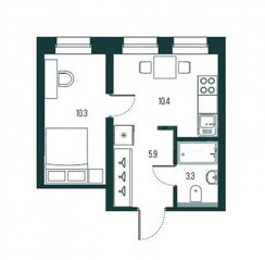 ЖК «Project 6/3», планировка 1-комнатной квартиры, 30.00 м²