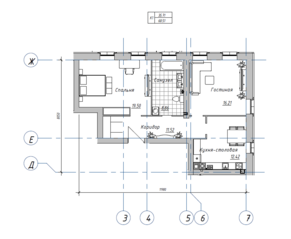 ЖК «Клубный дом Тургенев», планировка 2-комнатной квартиры, 68.51 м²