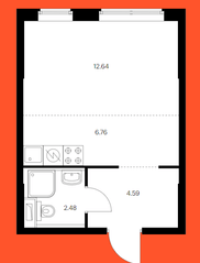 ЖК «Янинский лес», планировка студии, 26.47 м²
