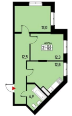 МЖК «Борисоглебское 2», планировка 3-комнатной квартиры, 71.00 м²