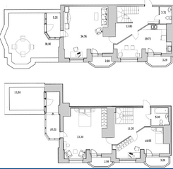 ЖК «Байрон», планировка 3-комнатной квартиры, 167.32 м²
