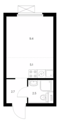 ЖК «Кузьминский лес», планировка студии, 19.70 м²