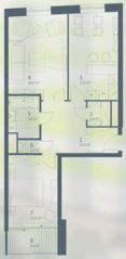 ЖК «Кварта», планировка 2-комнатной квартиры, 74.00 м²