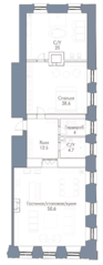 МФК «Пречистенка 8», планировка 1-комнатной квартиры, 125.40 м²