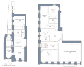 МФК «Пречистенка 8», планировка 2-комнатной квартиры, 282.00 м²