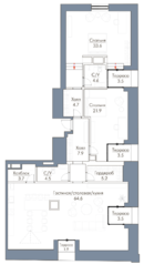 МФК «Пречистенка 8», планировка 2-комнатной квартиры, 165.60 м²