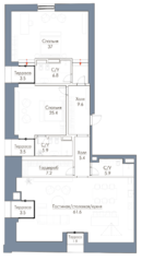 МФК «Пречистенка 8», планировка 2-комнатной квартиры, 175.80 м²