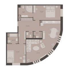 ЖК «Северная Корона (ПСК)», планировка 2-комнатной квартиры, 111.16 м²
