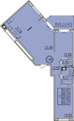 МЖК «Образцовый квартал 13», планировка 3-комнатной квартиры, 96.27 м²