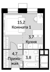 Апарт-отель «Движение. Тушино», планировка студии, 27.40 м²