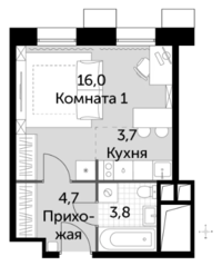 Апарт-отель «Движение. Тушино», планировка студии, 28.20 м²
