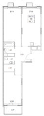 ЖК «Новотомилино», планировка 2-комнатной квартиры, 65.73 м²
