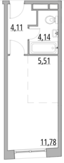 МЖК Клубный дом «Малые Вешки», планировка студии, 25.54 м²