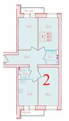 ЖК «Новый мир», планировка 3-комнатной квартиры, 83.30 м²