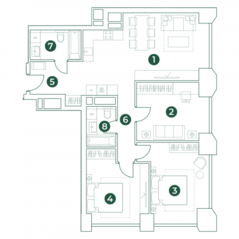 МФК «Very», планировка 4-комнатной квартиры, 90.94 м²