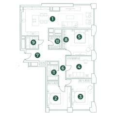 МФК «Very», планировка 5-комнатной квартиры, 131.18 м²