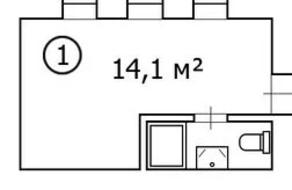 Апарт-отель «SunCity17», планировка студии, 14.10 м²