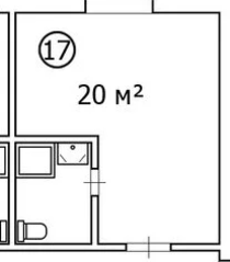 Апарт-отель «SunCity17», планировка студии, 20.00 м²