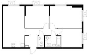 ЖК «Юнино», планировка 3-комнатной квартиры, 76.83 м²