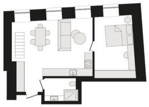 МФК Клубный дом «Эстет», планировка 1-комнатной квартиры, 40.50 м²