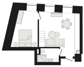 МФК Клубный дом «Эстет», планировка 1-комнатной квартиры, 47.60 м²