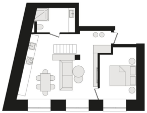 МФК Клубный дом «Эстет», планировка 1-комнатной квартиры, 57.20 м²